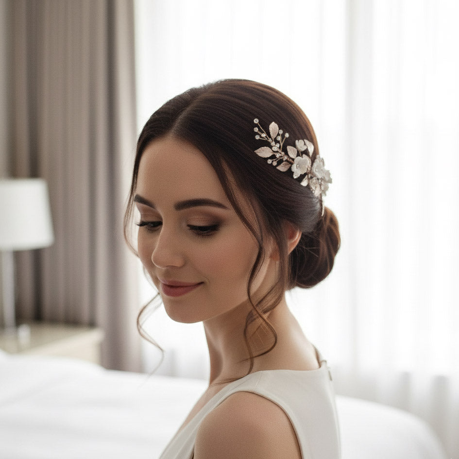 Gold Flower Hair Comb for Weddings -Daffodil