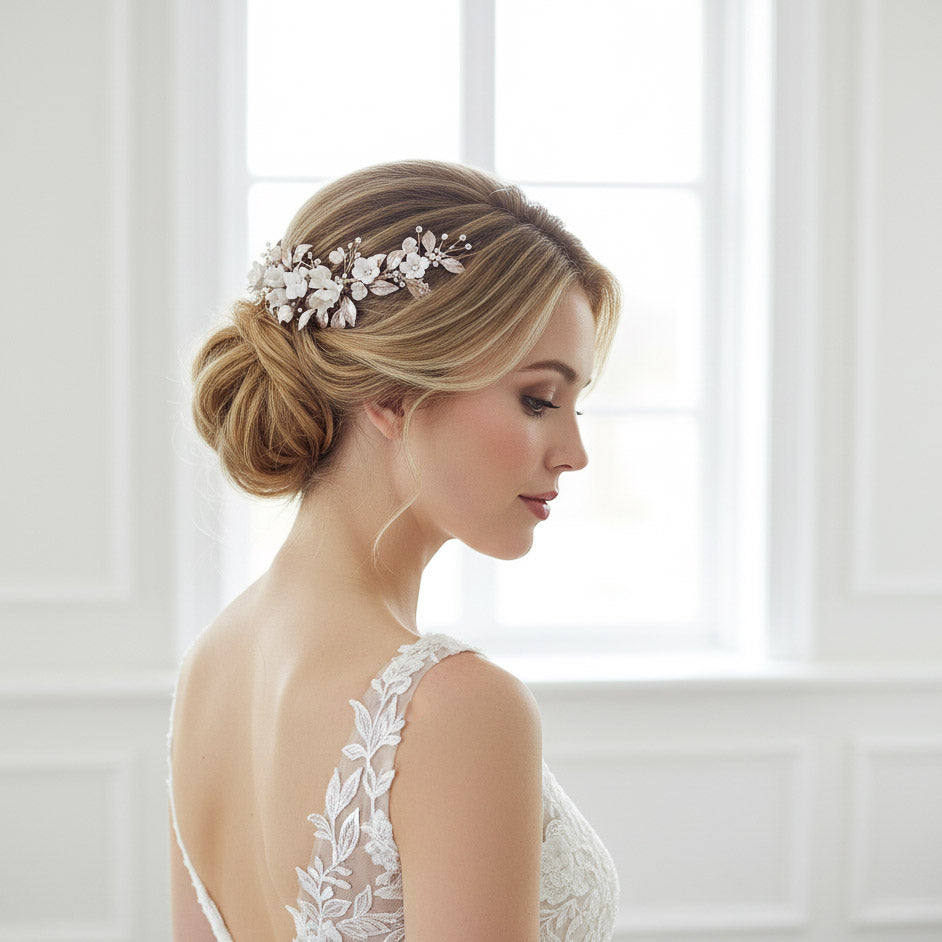 Gold Flower Hair Comb for Weddings -Daffodil