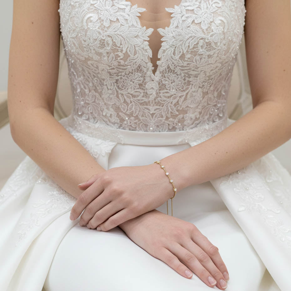 Delicate Bridal Bracelet in Gold for Brides & Bridesmaids- Ginger