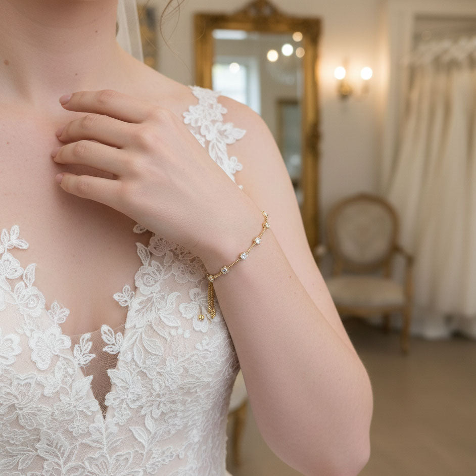 Delicate Bridal Bracelet in Gold for Brides & Bridesmaids- Ginger