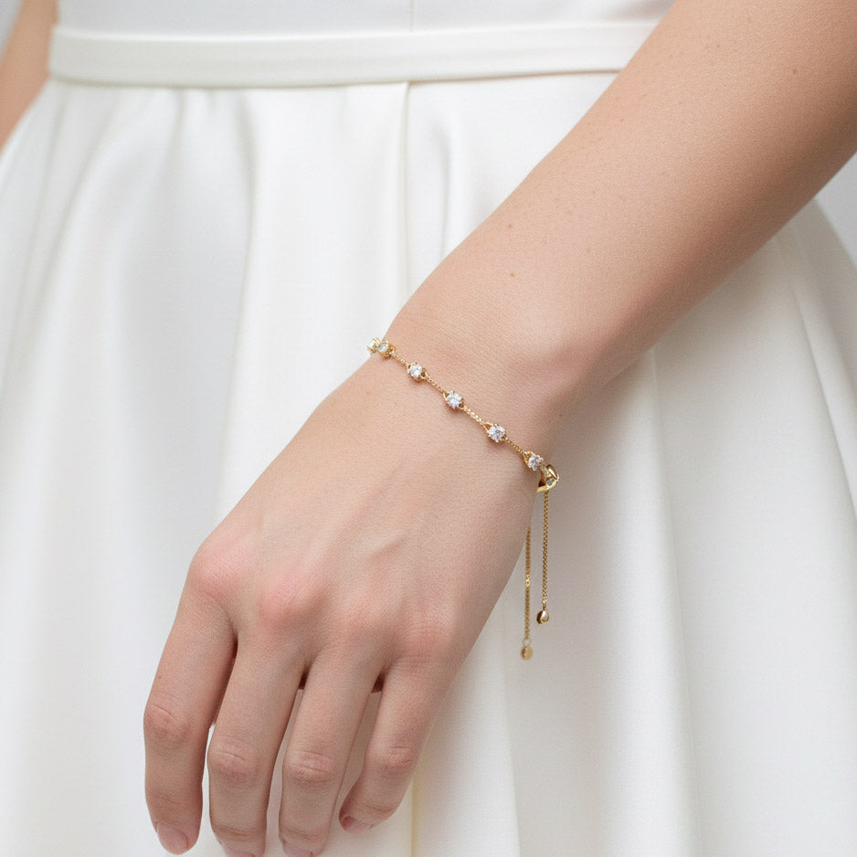 Delicate Bridal Bracelet in Gold for Brides & Bridesmaids- Ginger