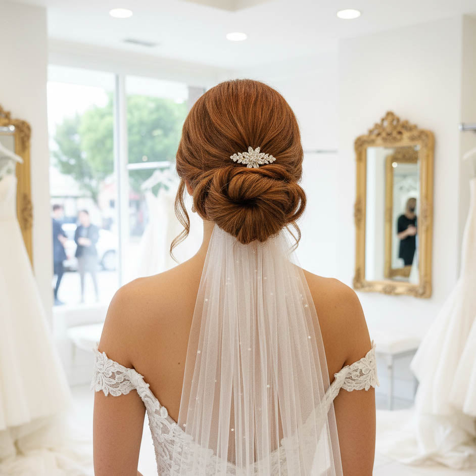 Floral Gold Wedding Hair Comb - 14K Plated Cubic Zirconia Hair Piece- Daisy