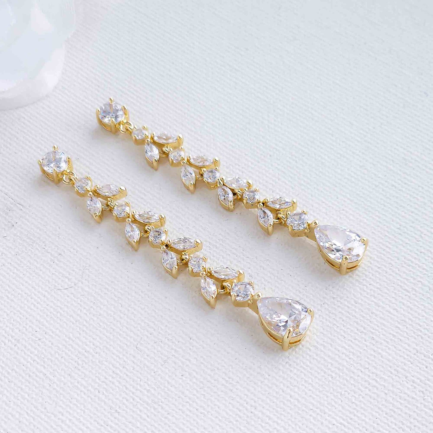 Delicate Earrings and Necklace Set for Wedding in Rose Gold-Miranda