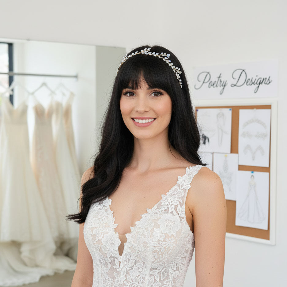 Something Blue" Hair Vine | Flexible Opal Crystal Bridal Headpiece-Demi