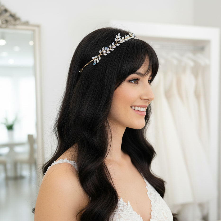 Something Blue" Hair Vine | Flexible Opal Crystal Bridal Headpiece-Demi