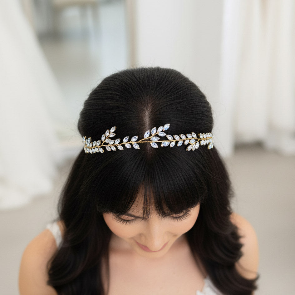 Something Blue" Hair Vine | Flexible Opal Crystal Bridal Headpiece-Demi