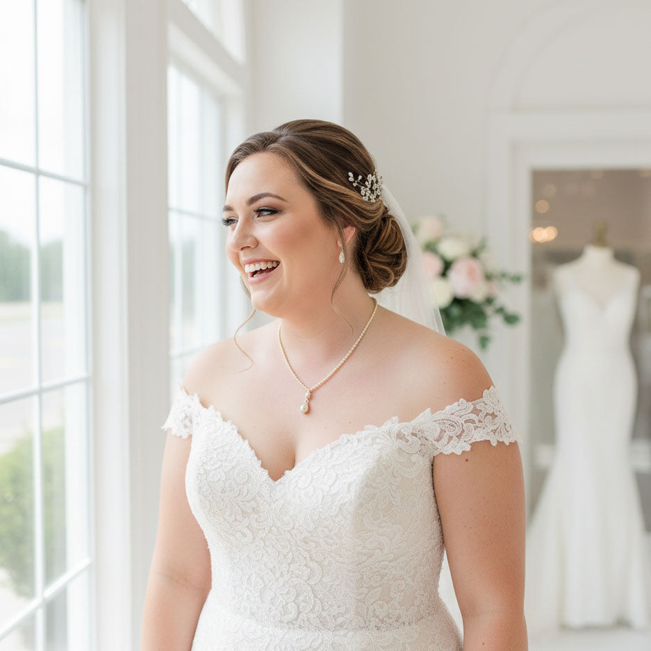 Bridal Necklace in Rose Gold and Cubic Zirconia-Diane