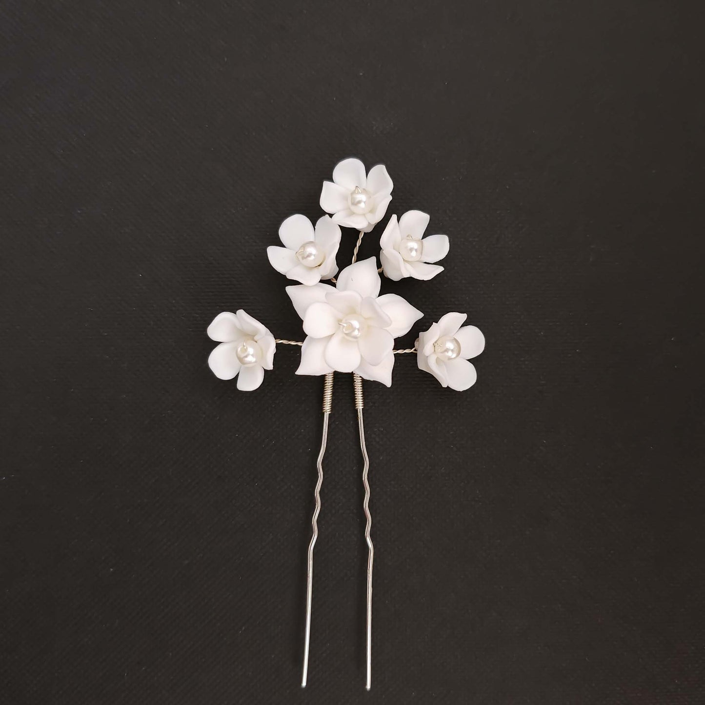 Rose Gold Hair Pin for Weddings with Flowers-Lana