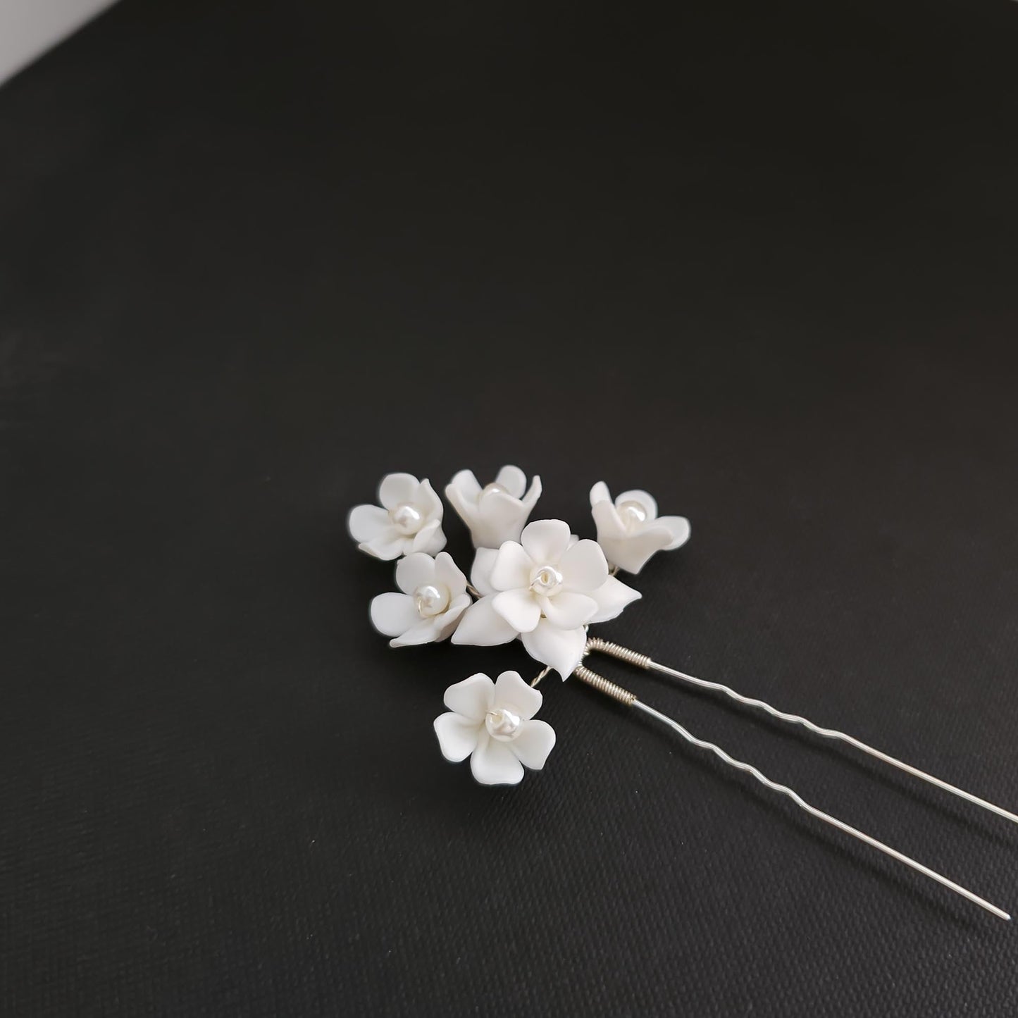 Rose Gold Hair Pin for Weddings with Flowers-Lana