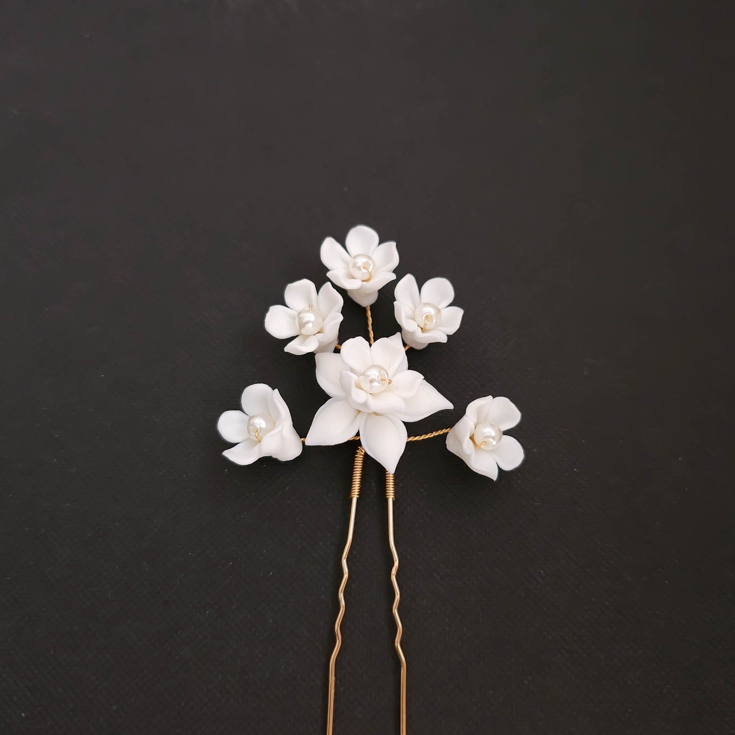 Rose Gold Hair Pin for Weddings with Flowers-Lana