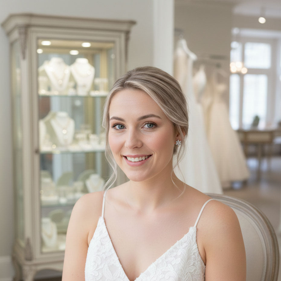 Small Flower Stud Earrings for Wedding & Flower Girls - Trisha