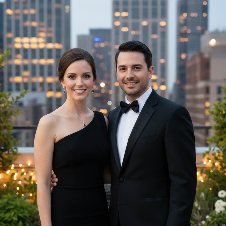 Rose Gold and Black Drop Jewellery Set | Necklace, Earrings & Bracelet for Weddings and Evening Wear - Zoe