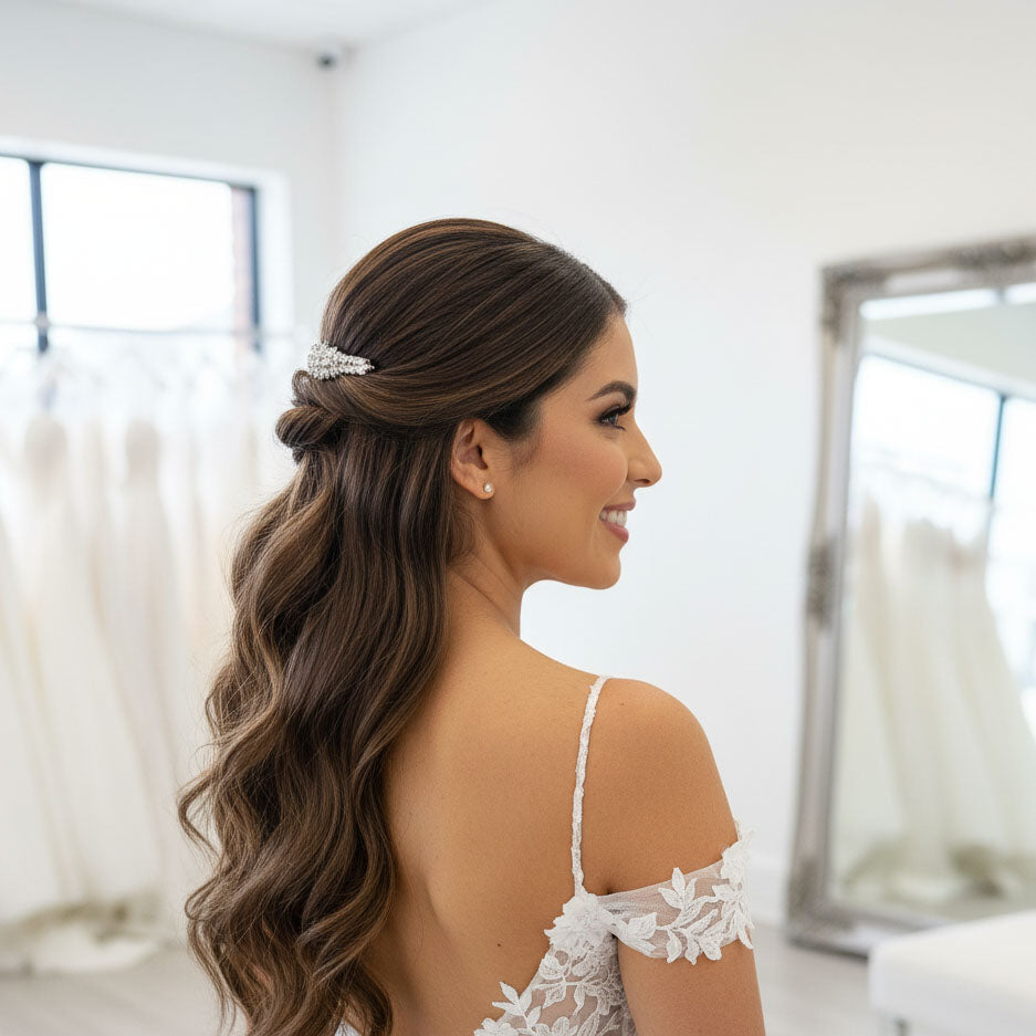 Rose Gold Marquise Wedding Comb | Sleek CZ Hair Slide for Coordinated Bridal Look - Giselle