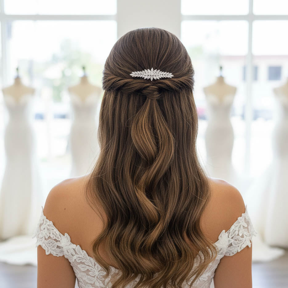 Rose Gold Marquise Wedding Comb | Sleek CZ Hair Slide for Coordinated Bridal Look - Giselle