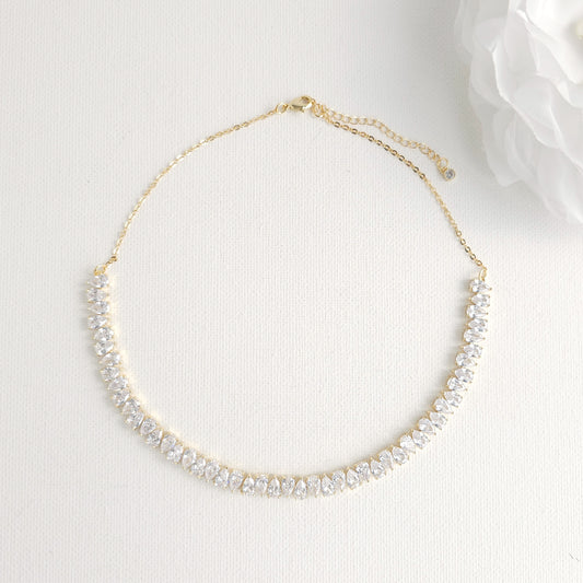Regal Gold CZ Choker Set: Bride, Wedding & Occasion Elegant Statement Jewellery -Talia