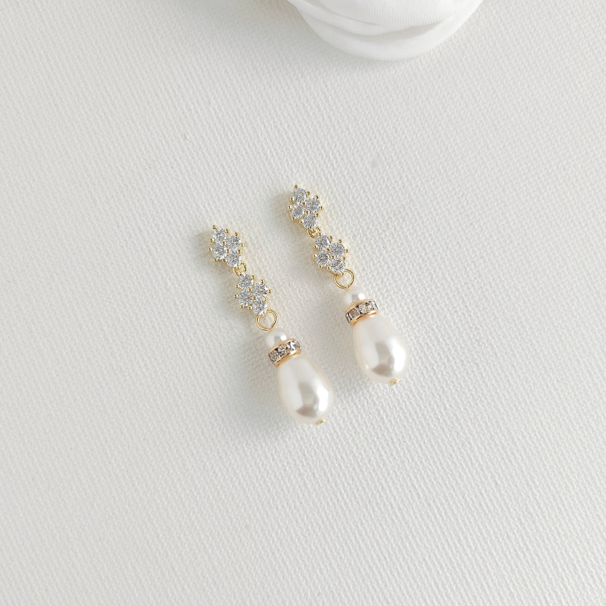 Rose Gold Teardrop Pearl Earrings - Olive