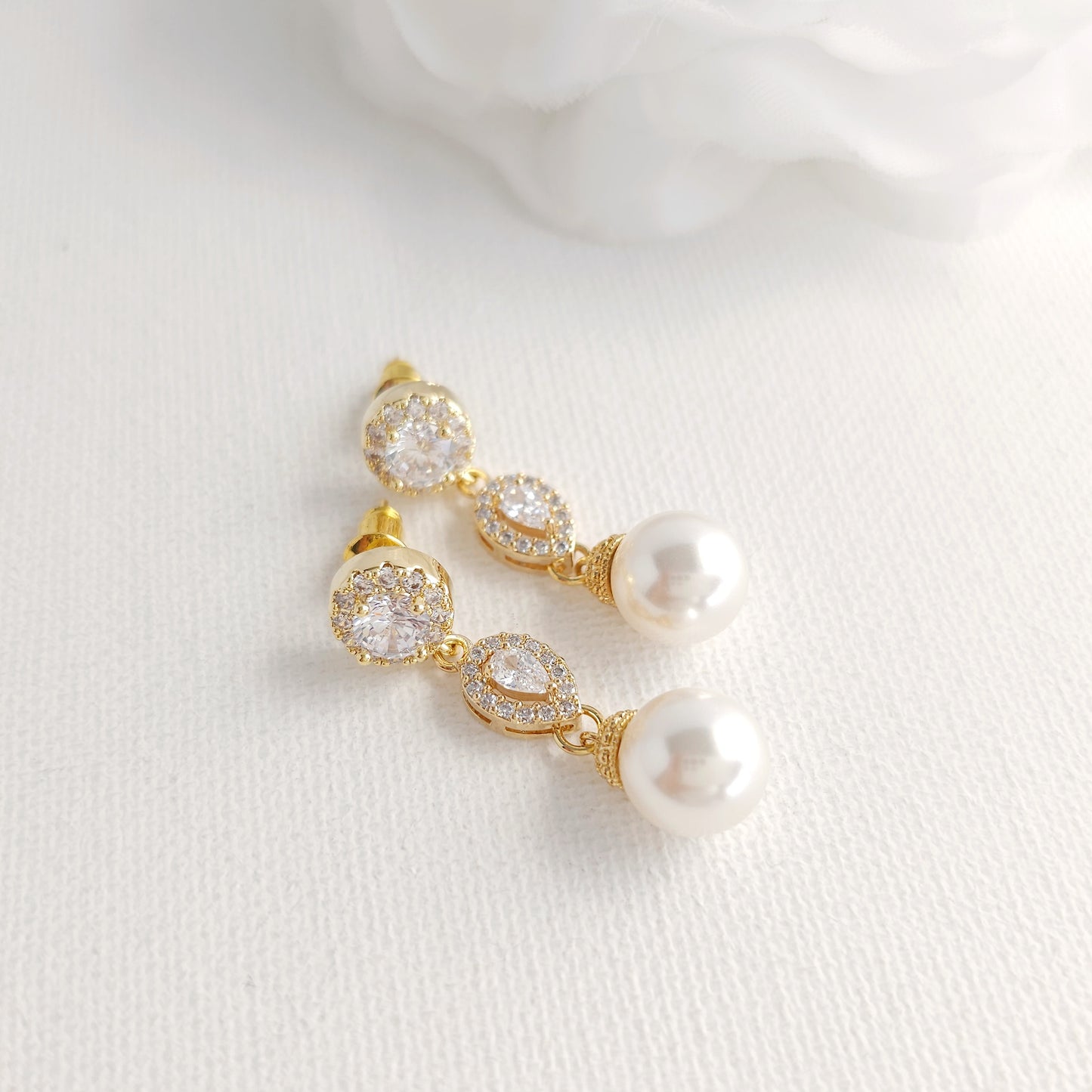 Silver CZ & Pearl Bridal Jewellery Set- Gwen