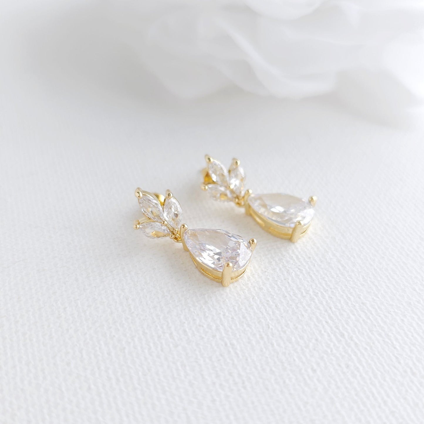 Rose Gold Drop Earrings for Brides| Dainty, Blush Tone Jewelry for Women – Vera