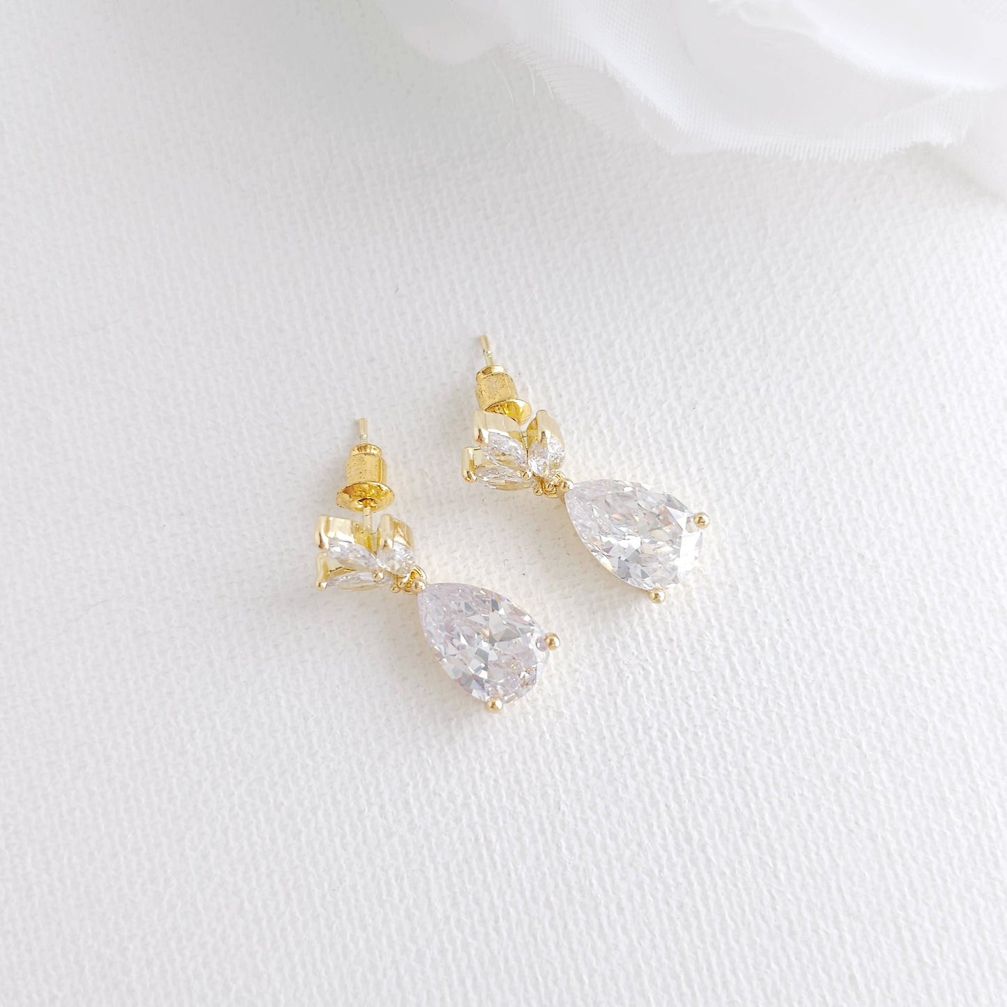 Rose Gold Drop Earrings for Brides| Dainty, Blush Tone Jewelry for Women – Vera