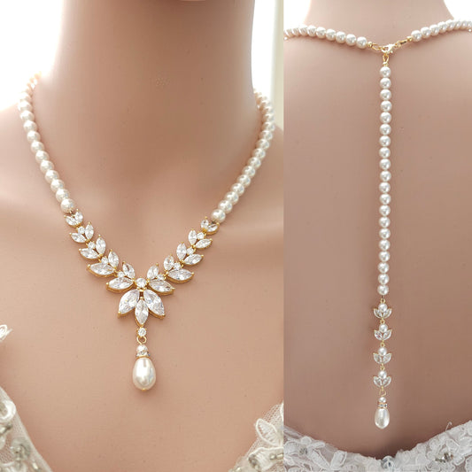 Pearl Necklace and Earrings Wedding Jewellery Set- Katie