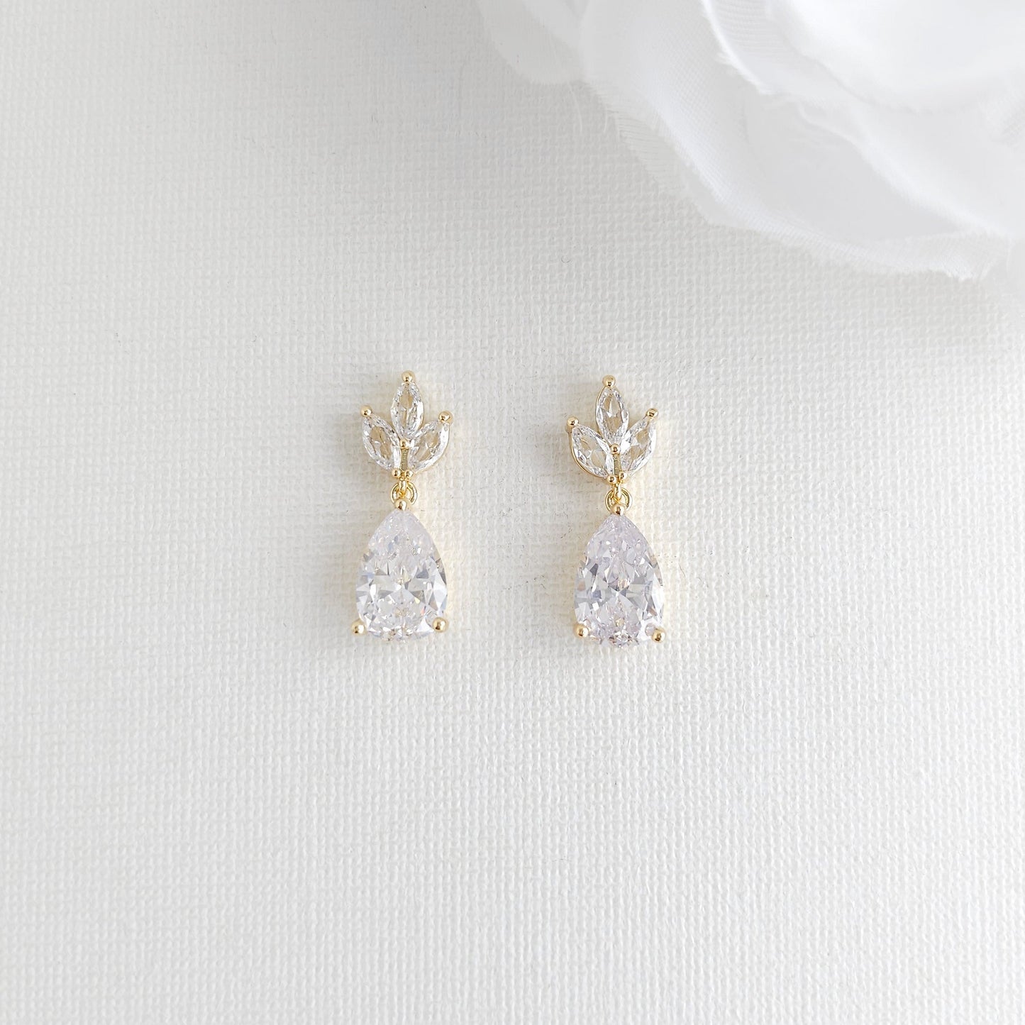 Rose Gold Drop Earrings for Brides| Dainty, Blush Tone Jewelry for Women – Vera