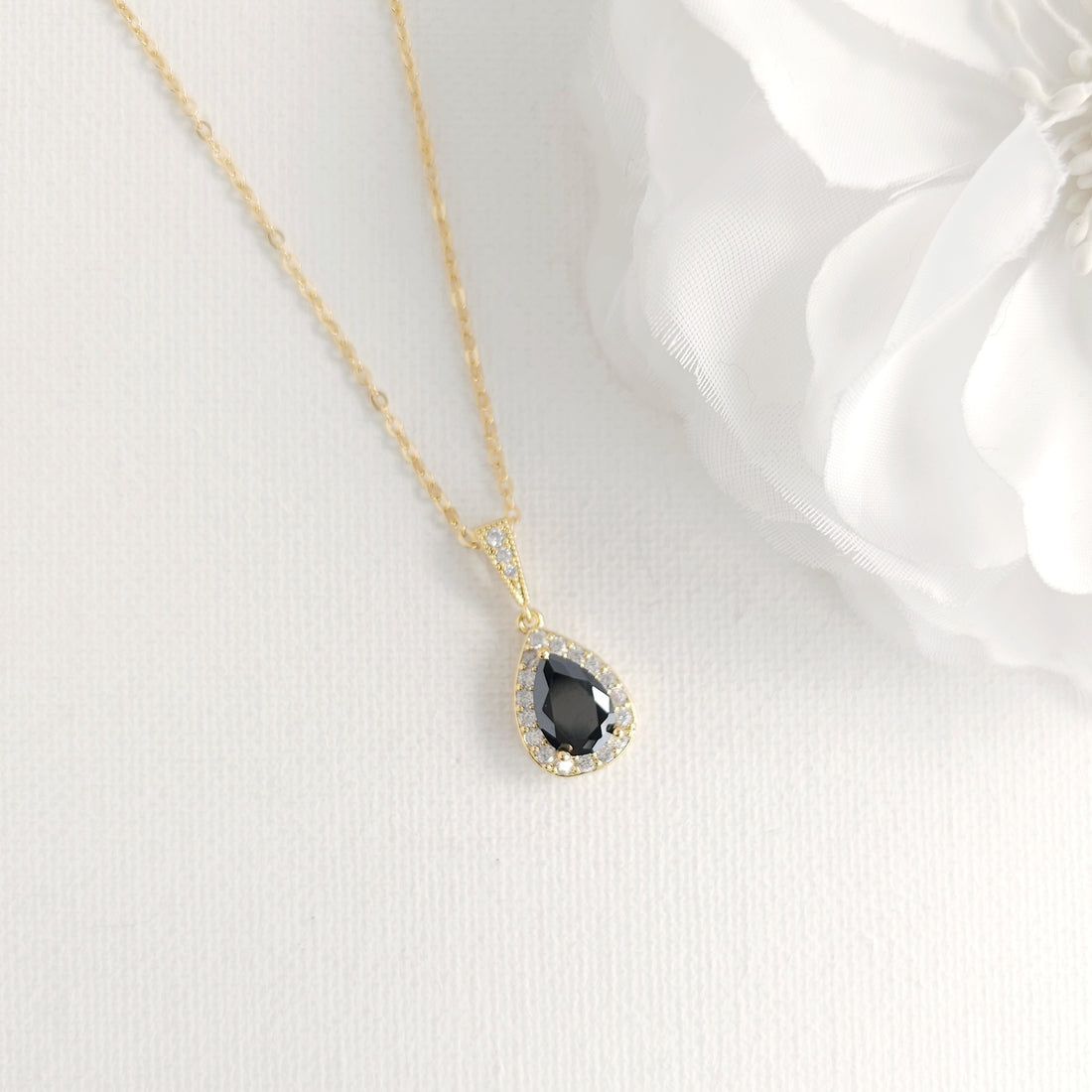 Rose Gold and Black Drop Jewellery Set | Necklace, Earrings & Bracelet for Weddings and Evening Wear - Zoe