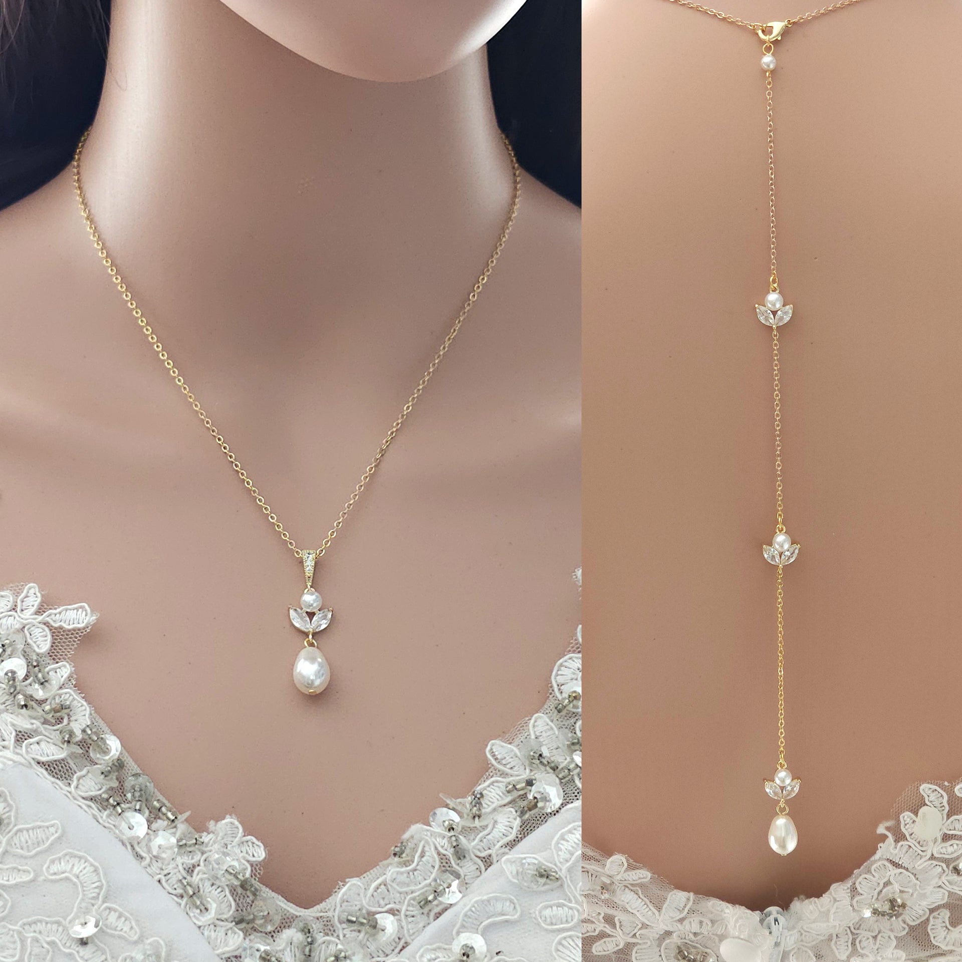 Simple and Stunning Gold Pearl Necklace for Weddings, Occasion