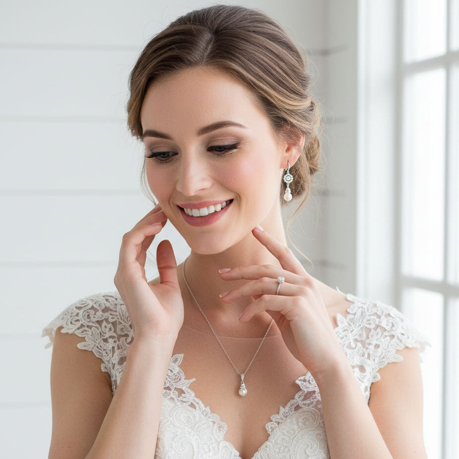Lightweight Floral Pearl Drop Earrings: All-Day Elegance for the Bride - Hope