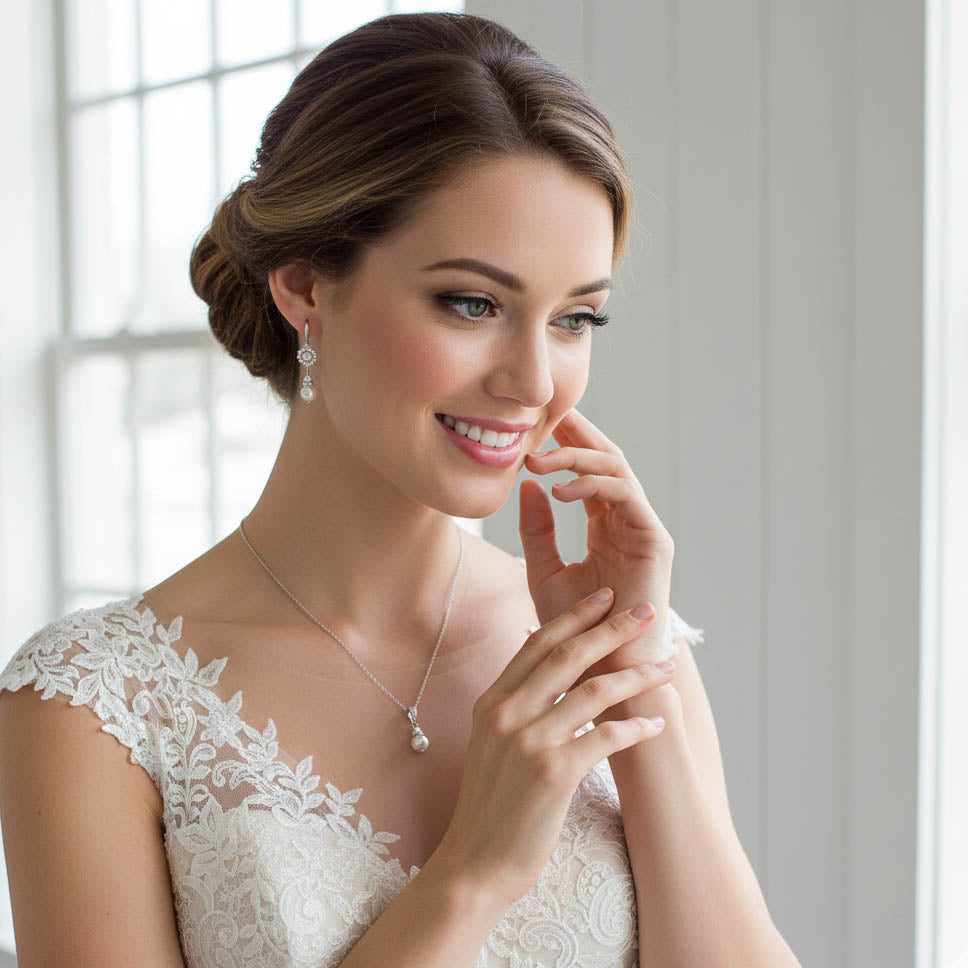 Lightweight Floral Pearl Drop Earrings: All-Day Elegance for the Bride - Hope