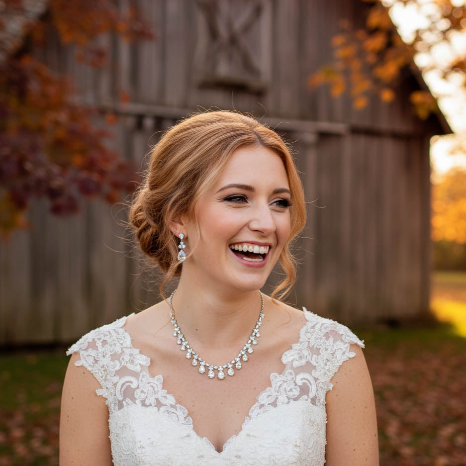 3-Piece Matching Bridal Jewellery Set Necklace Bracelet Earrings- Jessica