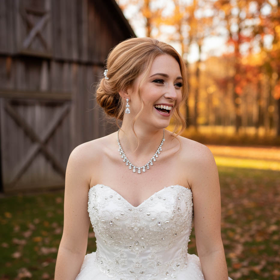 3-Piece Matching Bridal Jewellery Set Necklace Bracelet Earrings- Jessica