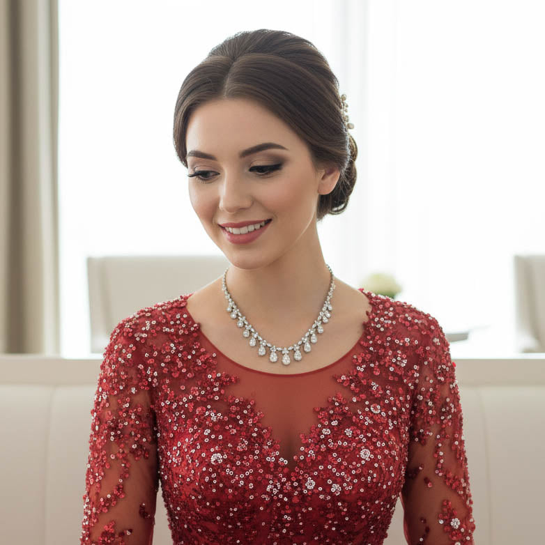 3-Piece Matching Bridal Jewellery Set Necklace Bracelet Earrings- Jessica