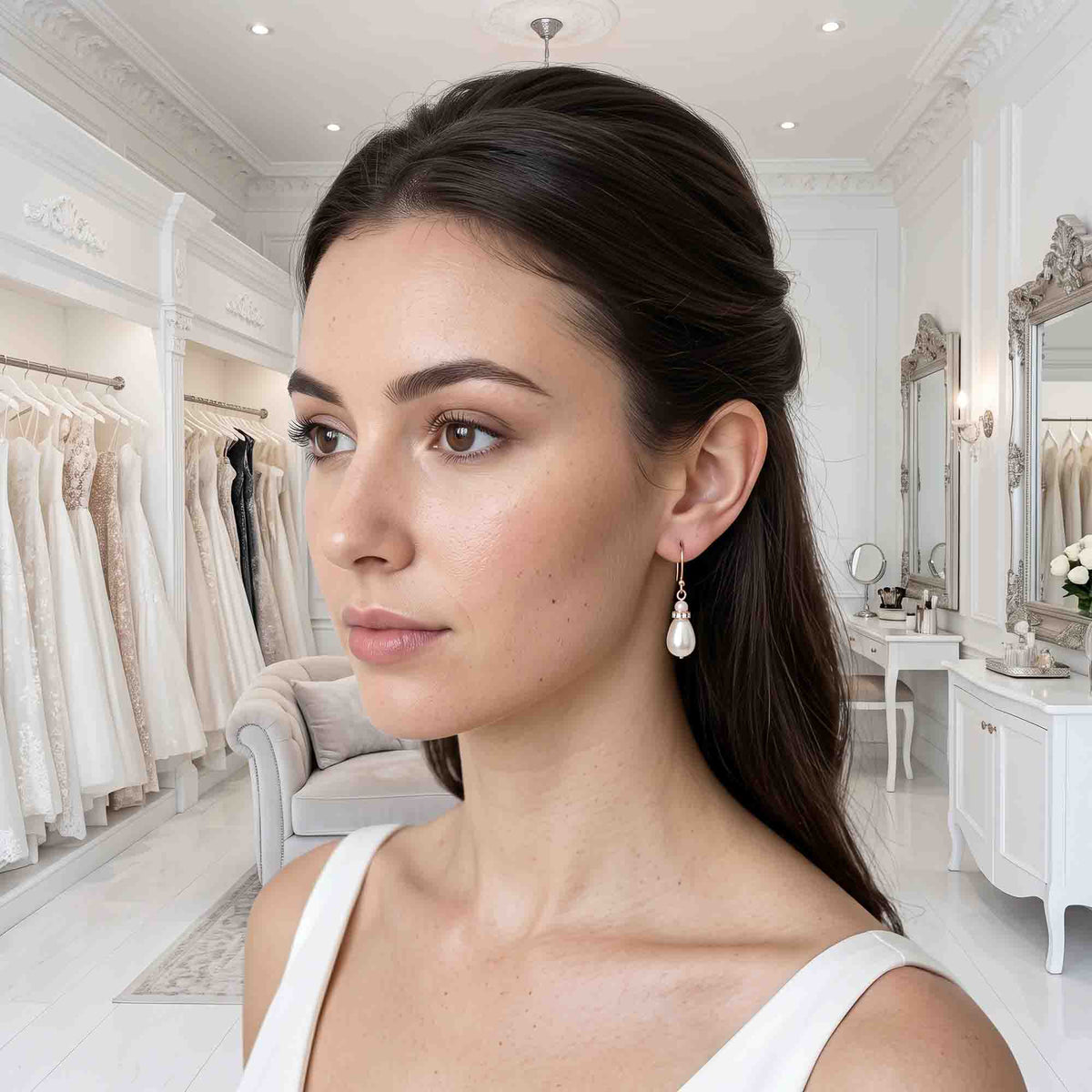 Elegant Rose Gold Drop Earrings: Timeless Style for Brides & Bridesmaids - June
