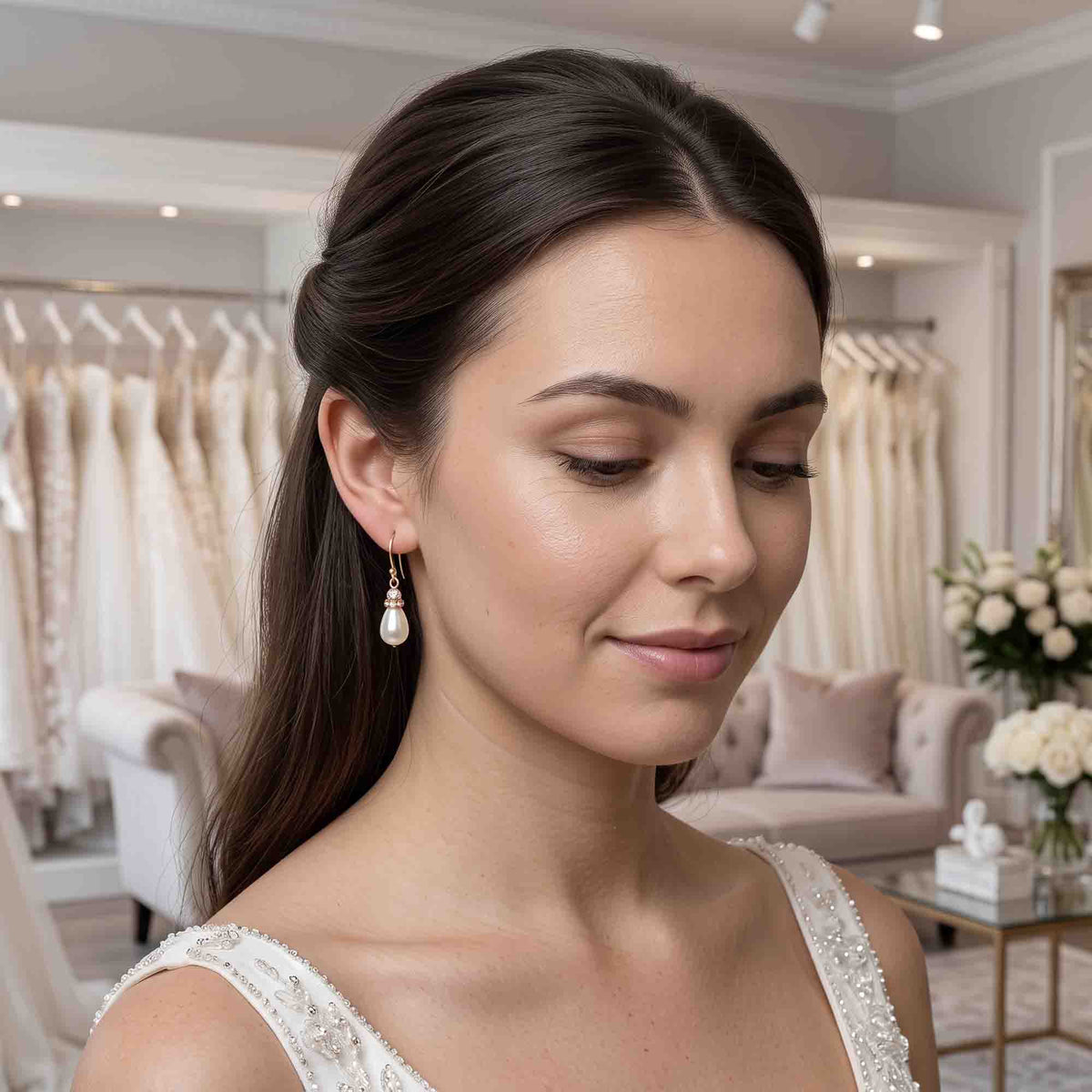 Elegant Rose Gold Drop Earrings: Timeless Style for Brides & Bridesmaids - June