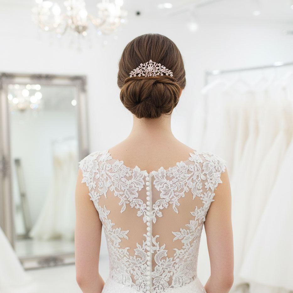 Sparkling Floral & Leaf Crystal Bridal Hair Comb | Gold, Rose Gold & Silver - Kelly