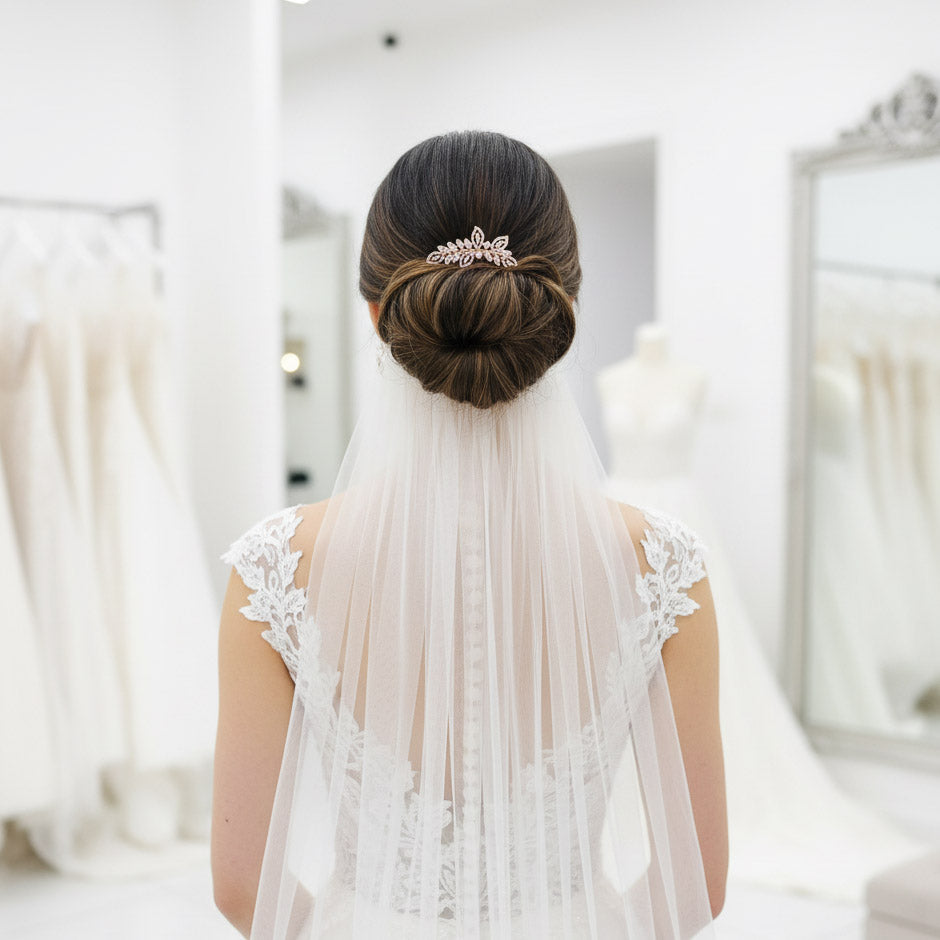 Silver Leaf Hair Comb: Sparkling Marquise Crystal Design for Brides– Kerry