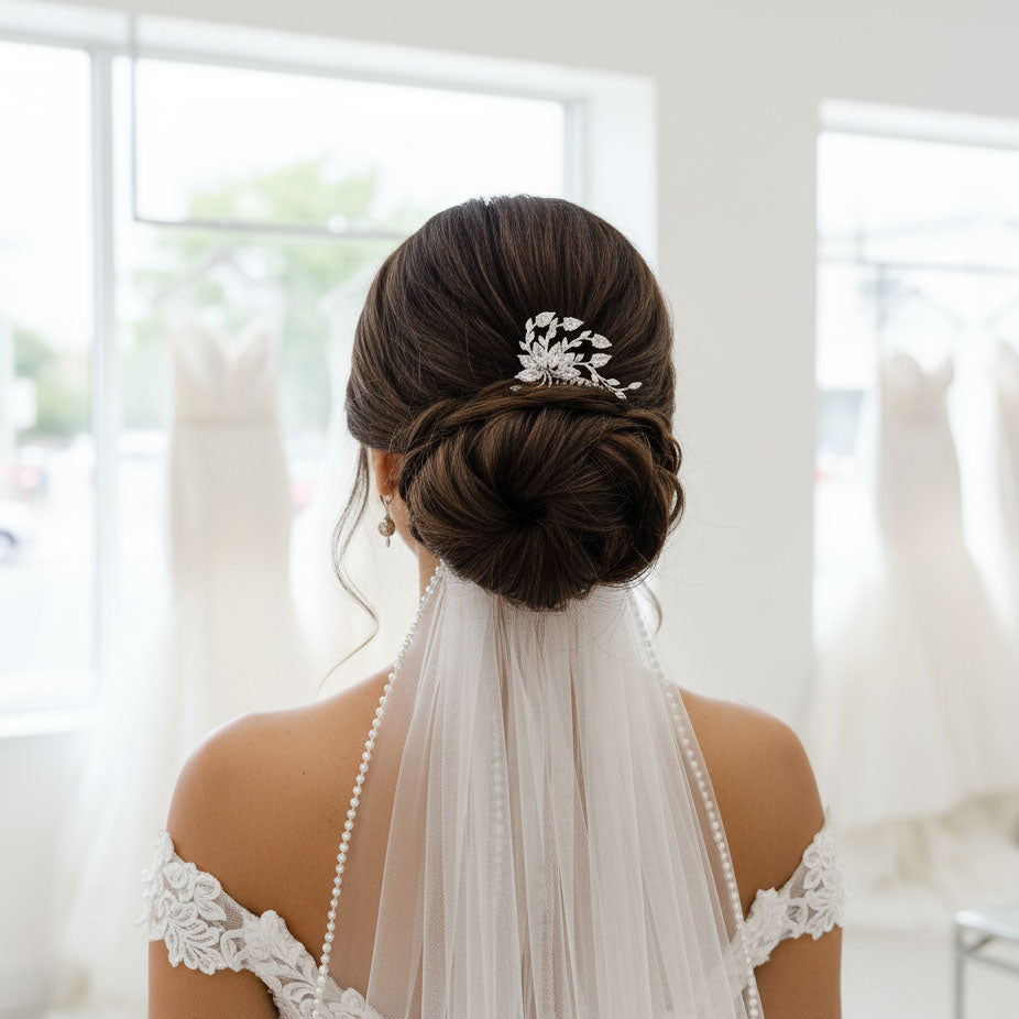 Petite Flower Hair Comb Wedding-Kika