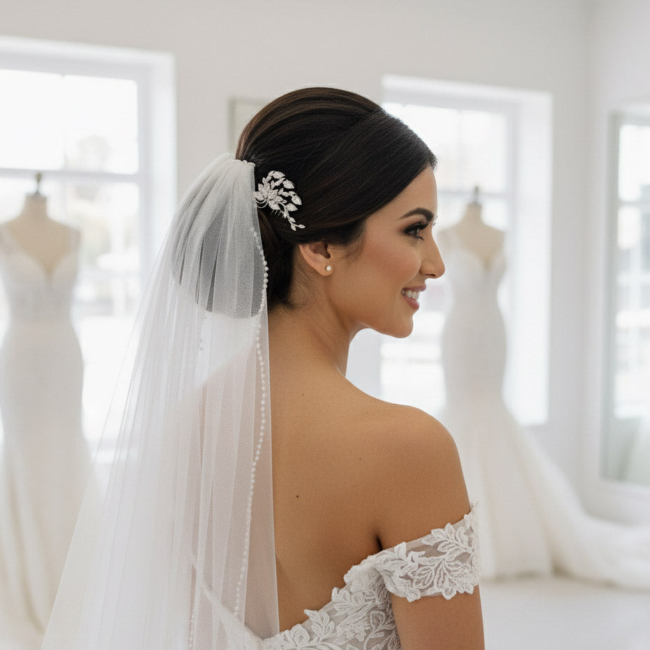 Petite Flower Bridal Hairpiece in Gold- Kika