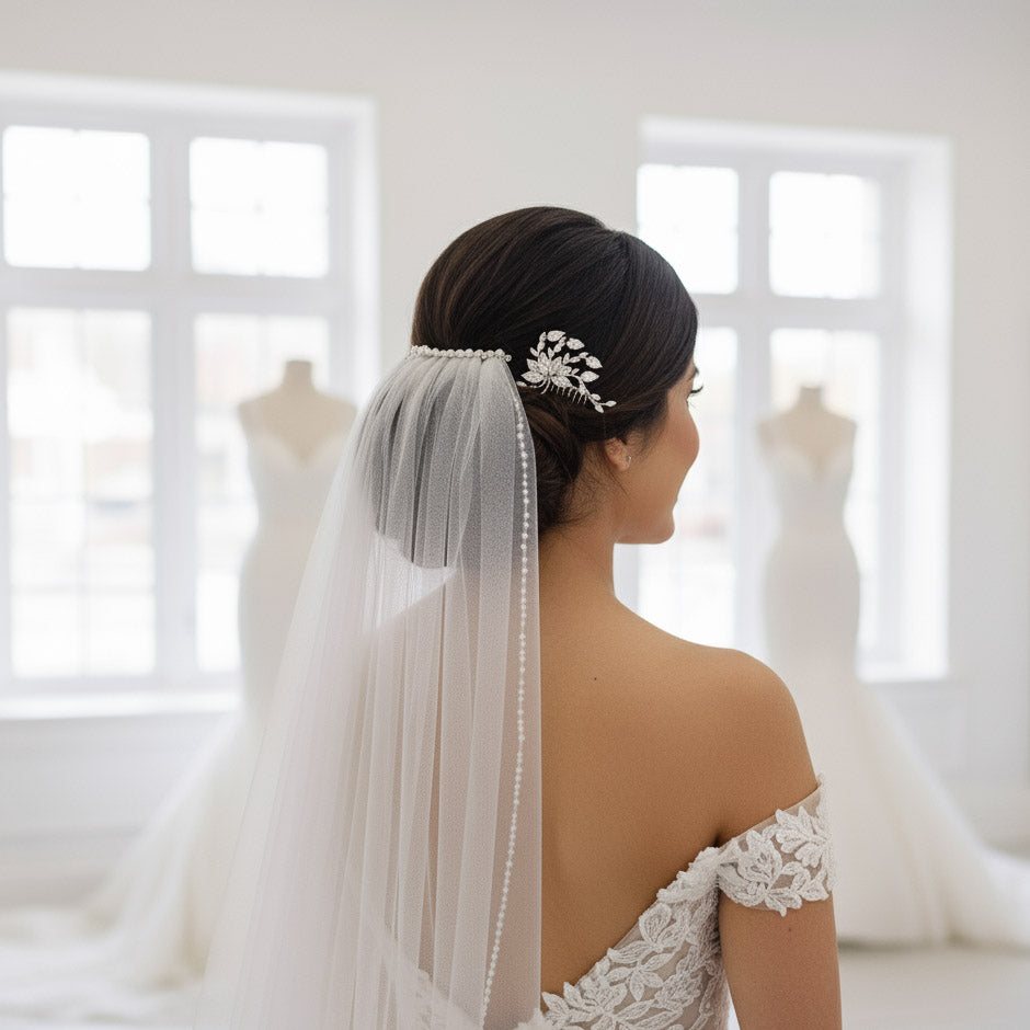 Petite Flower Hair Comb Wedding-Kika