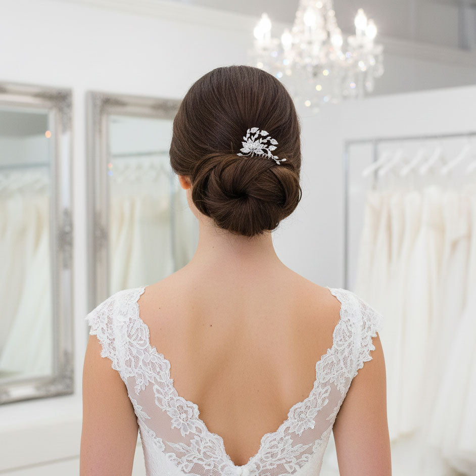 Petite Flower Hair Comb Wedding-Kika