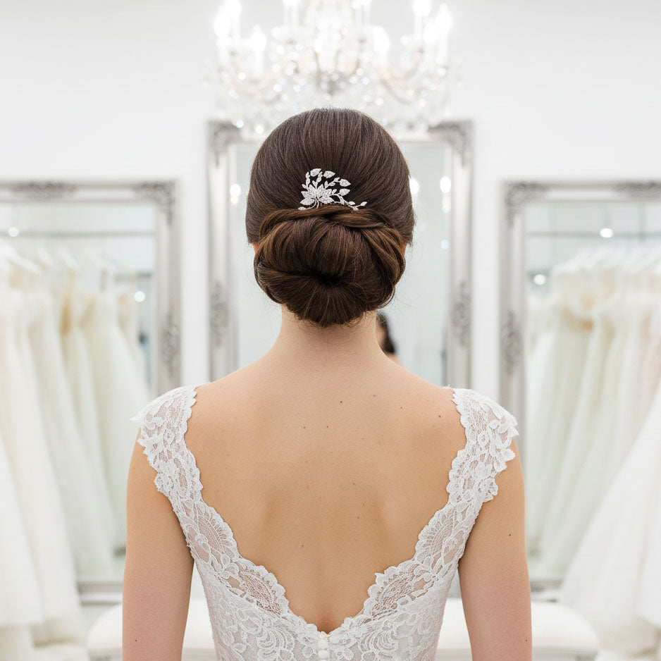 Small Flower Rose Gold Bridal Hair Comb -Kika