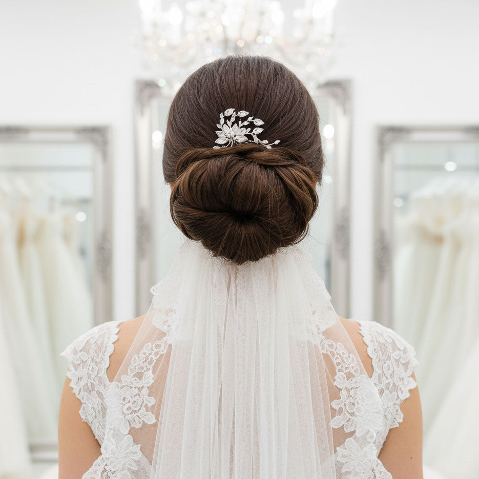 Petite Flower Hair Comb Wedding-Kika