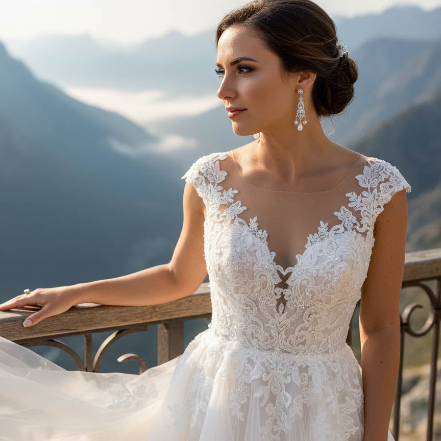 Elegant Pearl Drop Chandelier Earrings for a Graceful Bridal Look -Laura