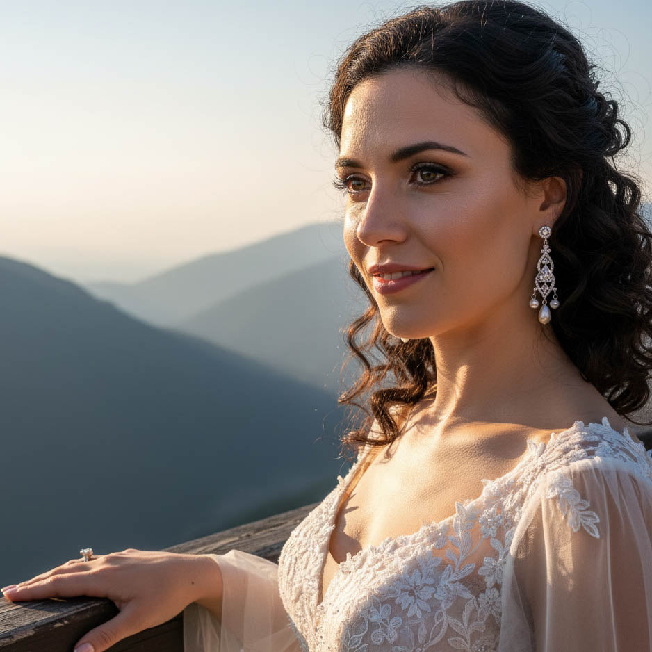 Elegant Pearl Drop Chandelier Earrings for a Graceful Bridal Look -Laura