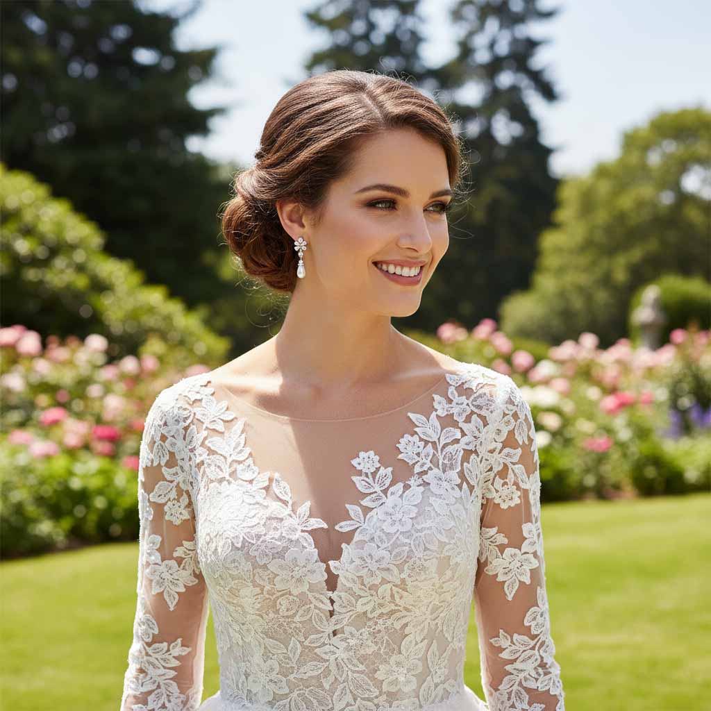 Pearl Drop Earrings for Weddings with Flower Ear Posts-Lila