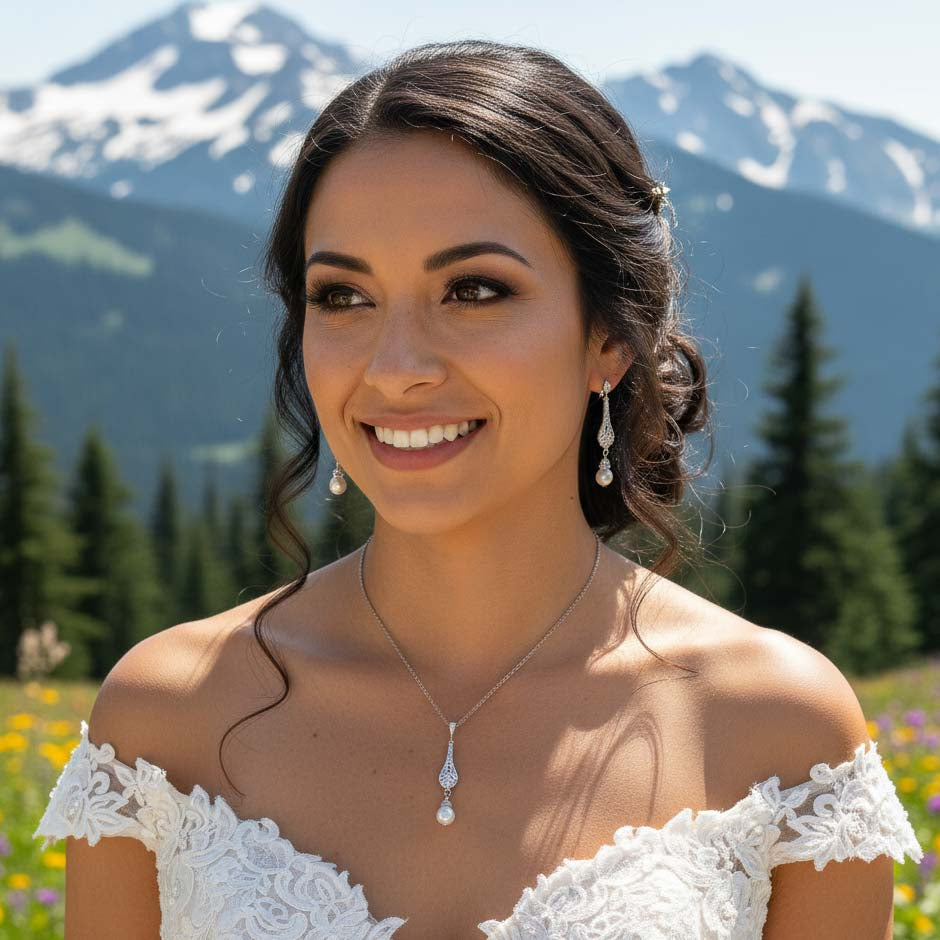 Vintage Necklace Earring Set in Rose Gold- Lisa