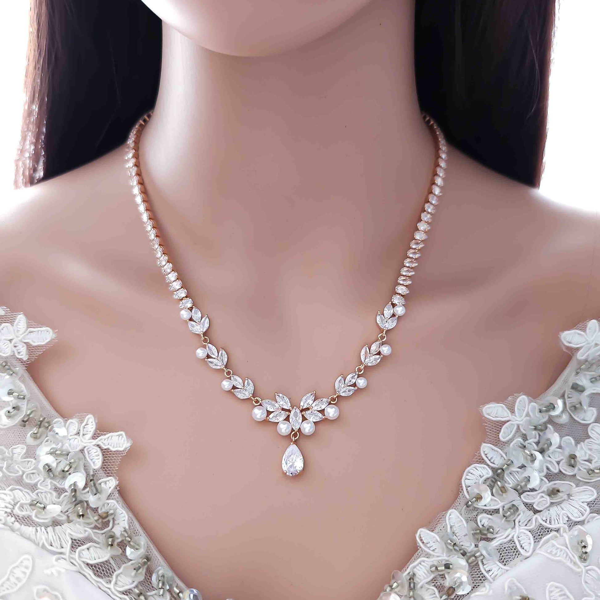 Buy Bridal Pearl Set in Rose Gold; Get Elegant Pearl Necklace+