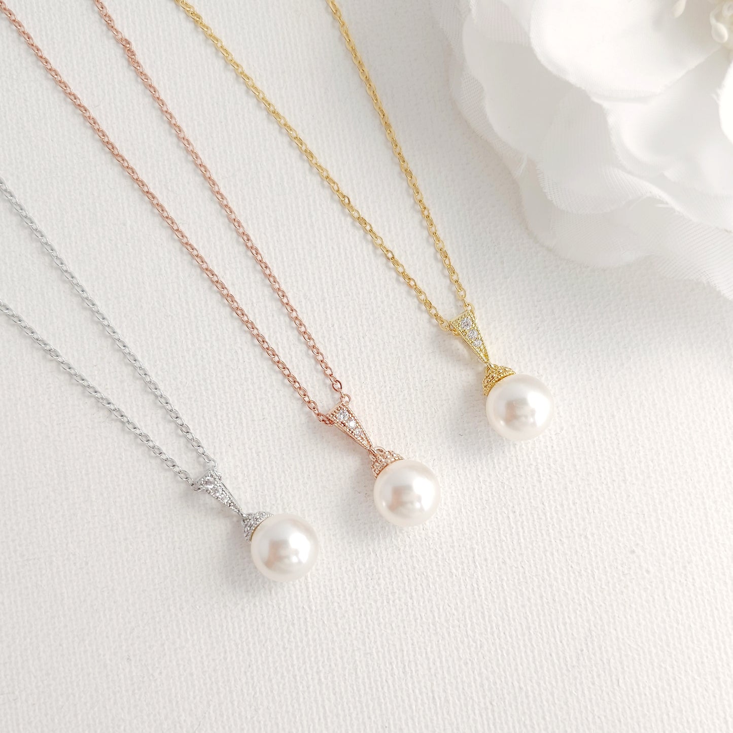 Silver CZ & Pearl Bridal Jewellery Set- Gwen