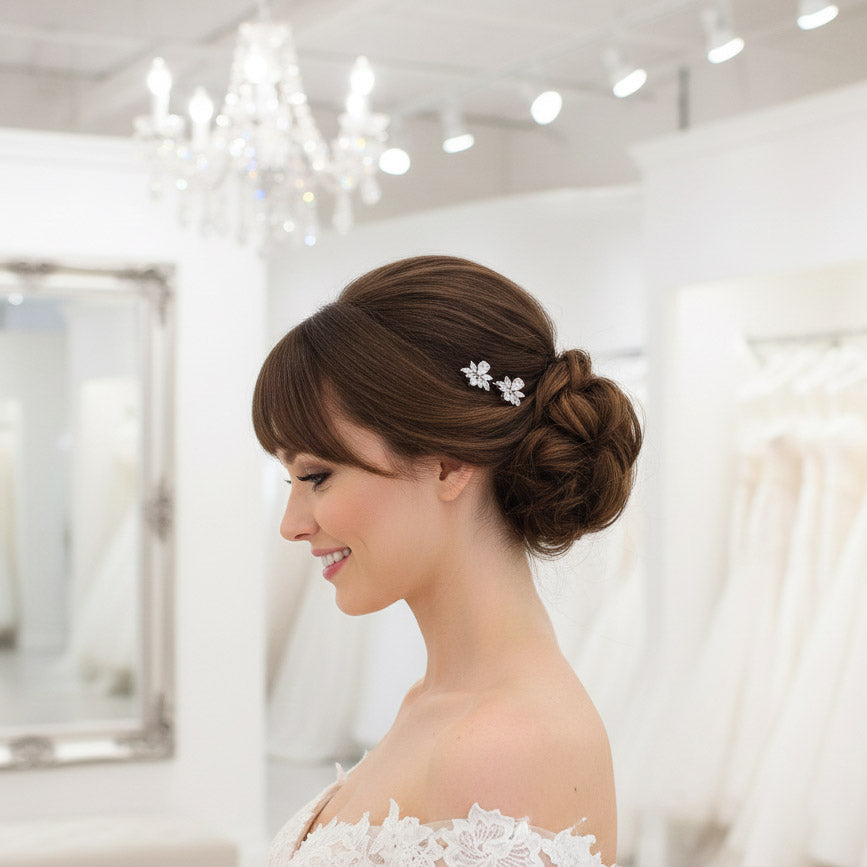 Luxury Floral Cluster Pins | Modern Rose Gold CZ Bobby Pin Set- Nicole