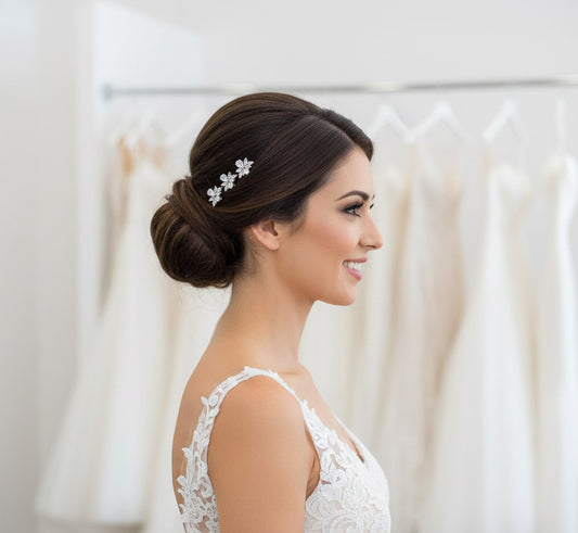 Luxury Floral Cluster Pins | Modern Rose Gold CZ Bobby Pin Set- Nicole